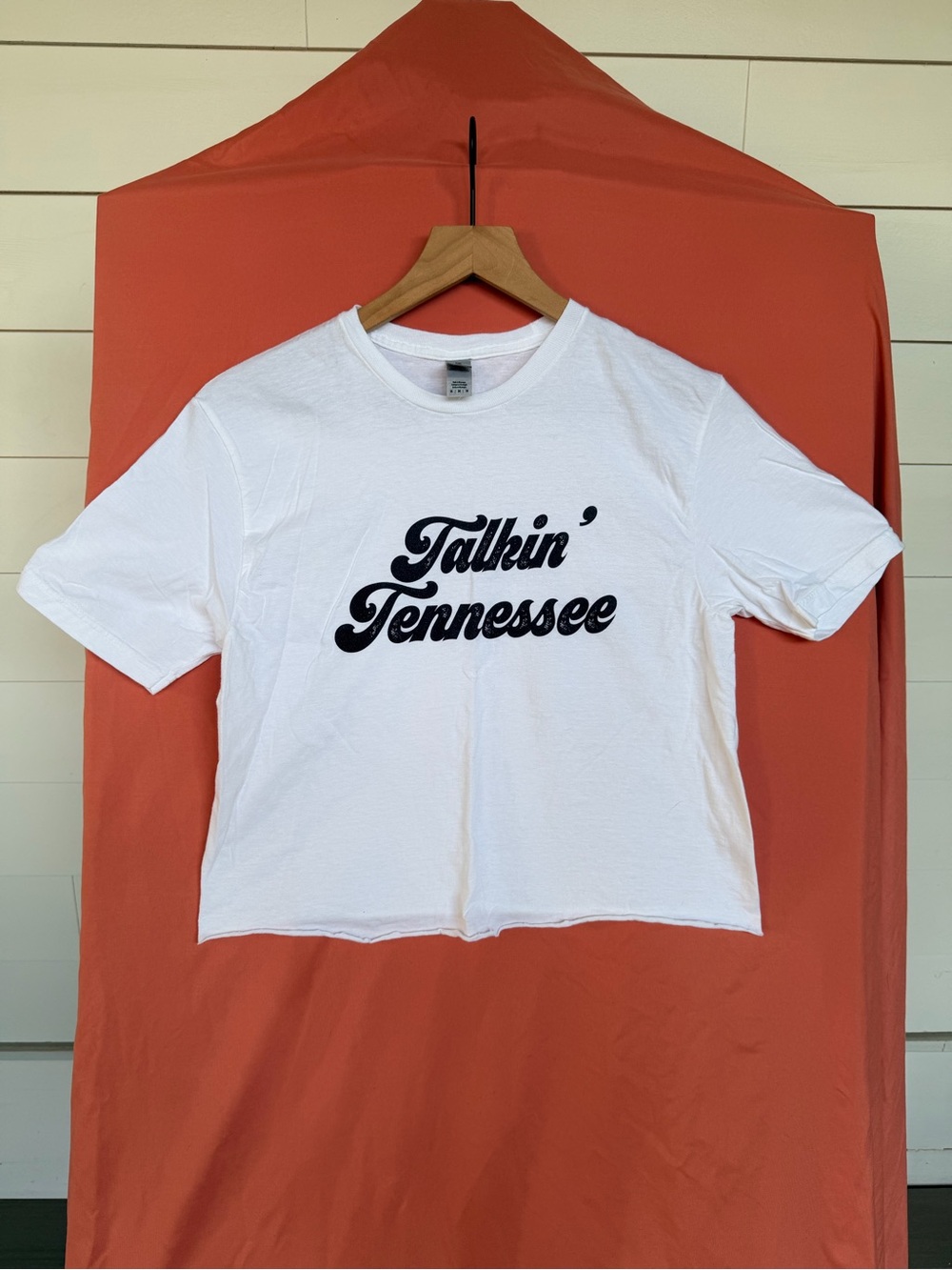 Talkin’ Tennessee Nashville Graphic Crop Tee White Retro Country Western M